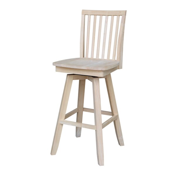 International Concepts Mission Bar Height Stool, with Swivel, 30" Seat Height, Unfinished - S-263SW
