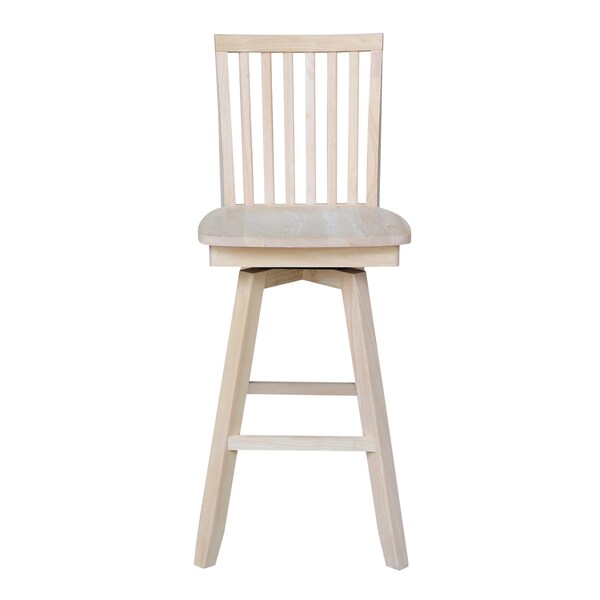 International Concepts Mission Bar Height Stool, with Swivel, 30" Seat Height, Unfinished - S-263SW
