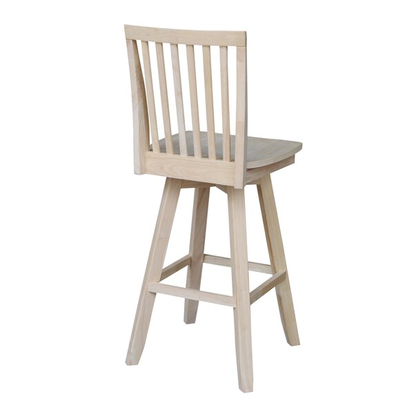 International Concepts Mission Bar Height Stool, with Swivel, 30" Seat Height, Unfinished - S-263SW