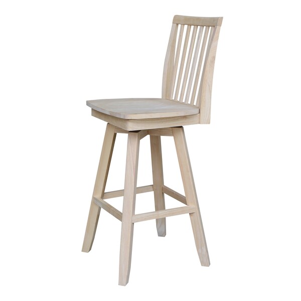 International Concepts Mission Bar Height Stool, with Swivel, 30" Seat Height, Unfinished - S-263SW