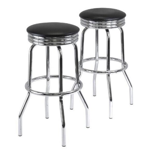 Winsome Trading WinsomeTrading 93028 Summit Set of 2 Swivel Bar Stools - Black -  Metal - 93028