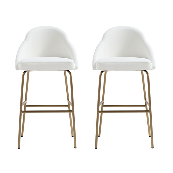 Manhattan Comfort Gracie Barstool in White and Gold - Set of 2 - 2-BS022-GWH