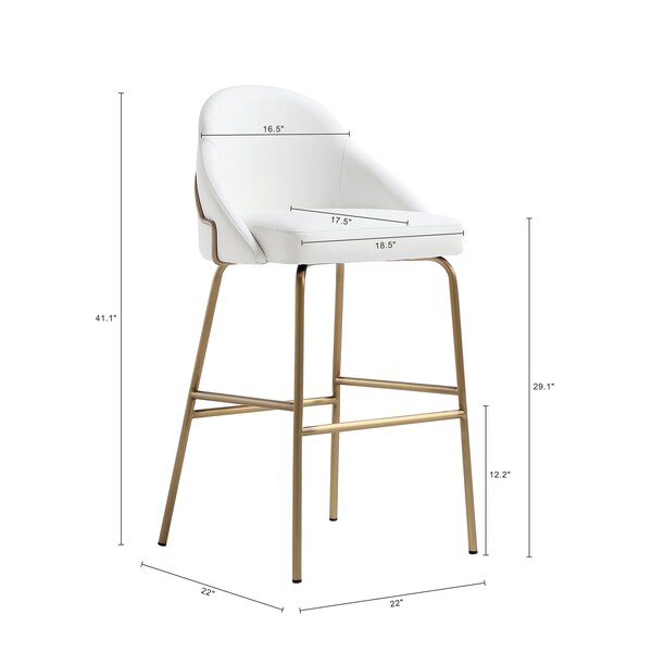 Manhattan Comfort Gracie Barstool in White and Gold - Set of 2 - 2-BS022-GWH