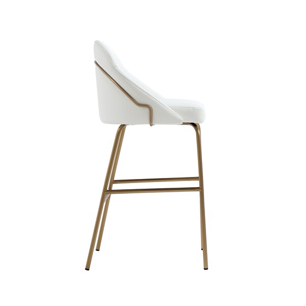 Manhattan Comfort Gracie Barstool in White and Gold - Set of 2 - 2-BS022-GWH