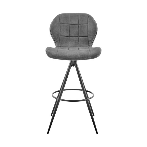 Armen Living Catalina 30" Swivel Bar Height Bar Stool in Charcoal Fabric and Black Finish - LCCTBACH30