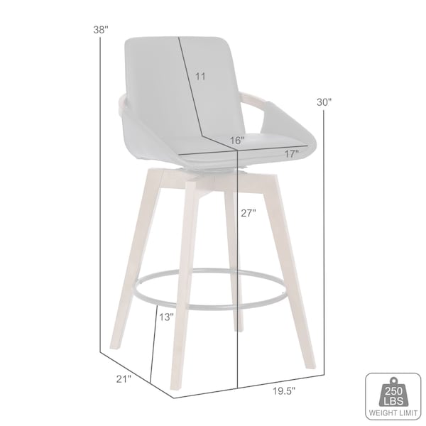 Armen Living Baylor 26" Gray Faux Leather and Walnut Wood Swivel Bar Stool - LCBABAWAGR26