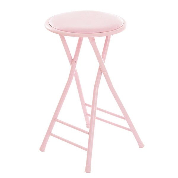 Trademark Global 24 x 14.5 in. Home Collection Cushioned Folding Stool - Pink - 82-0827P