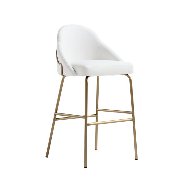 Manhattan Comfort Gracie Barstool in White and Gold - Set of 3 - 3-BS022-GWH