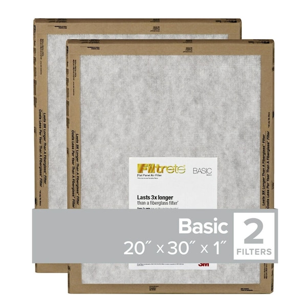 Filtrete Filtrete 20 in. W X 30 in. H X 1 in. D Synthetic 2 MERV Flat Panel Filter 2 pk - FPL22-2PK-24