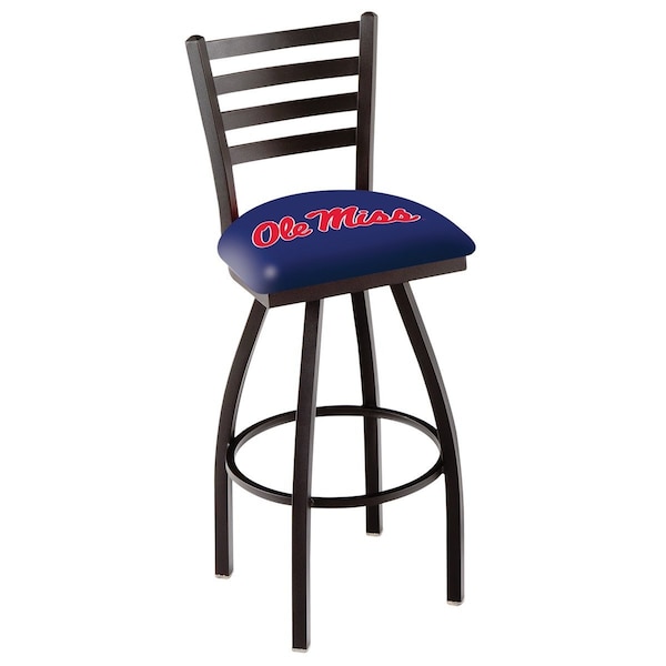 Holland Bar Stool Co 25" Blk Wrinkle Ole' Miss Swivel Bar Stool, Ladder Back - L01425MSSPPU