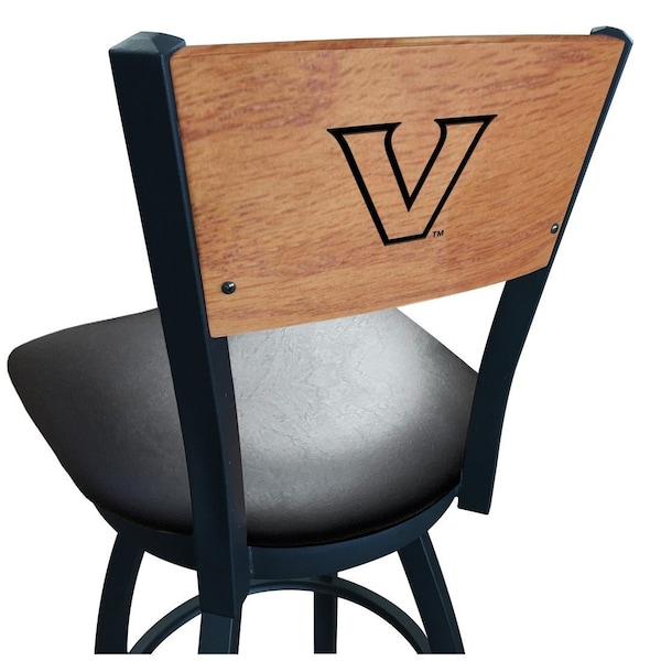 Holland Bar Stool Co 30" Blk Wrinkle Vanderbilt Swivel Bar Stool, Laser Engraved Back - L03830BWMEDMPLAVANDERBLKVINYL
