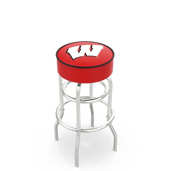 Holland Bar Stool Co 25" Wisconsin "W" Cushion Seat, 2-Ring Chrome Swivel Bar Stool - L7C125WISC-W
