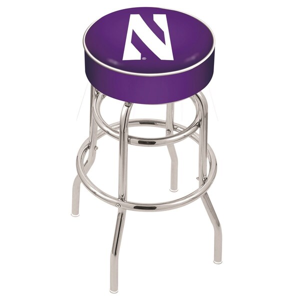 Holland Bar Stool Co 25" Northwestern Cushion Seat, 2-Ring Chrome Swivel Bar Stool - L7C125NTHWST