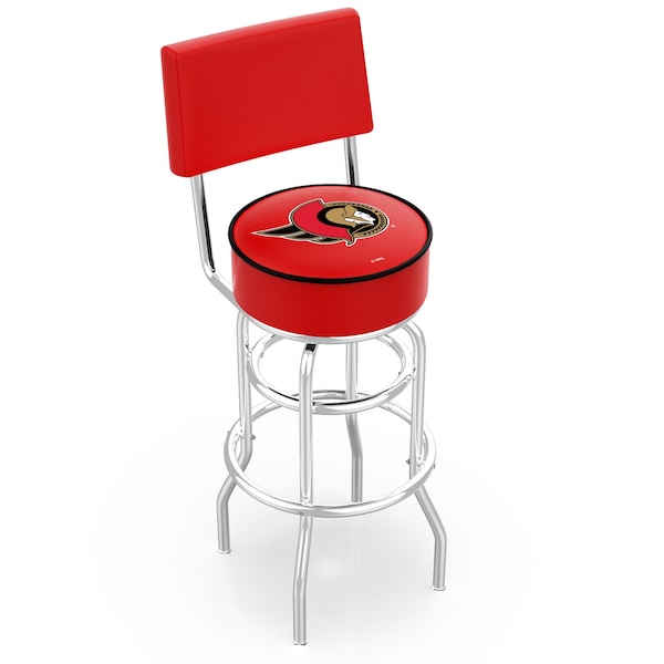 Holland Bar Stool Co 25" Chrome 2-Ring Ottawa Senators Swivel Bar Stool, Back - L7C425OTTSEN