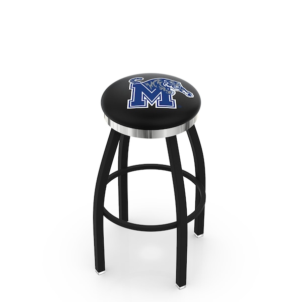 Holland Bar Stool Co 30" Blk Wrinkle Memphis Swivel Bar Stool, Chrome Ring - L8B2C30MEMPHS