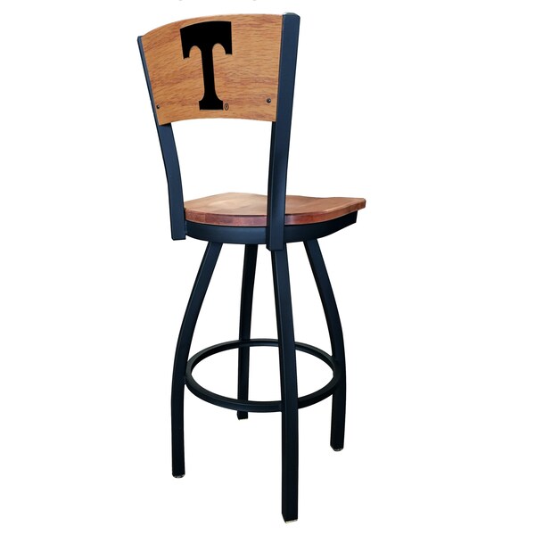 Holland Bar Stool Co 25" Blk Wrinkle Tennessee Swivel Bar Stool, Laser Engraved Back - L03825BWMEDMPLATENNESMEDMPL