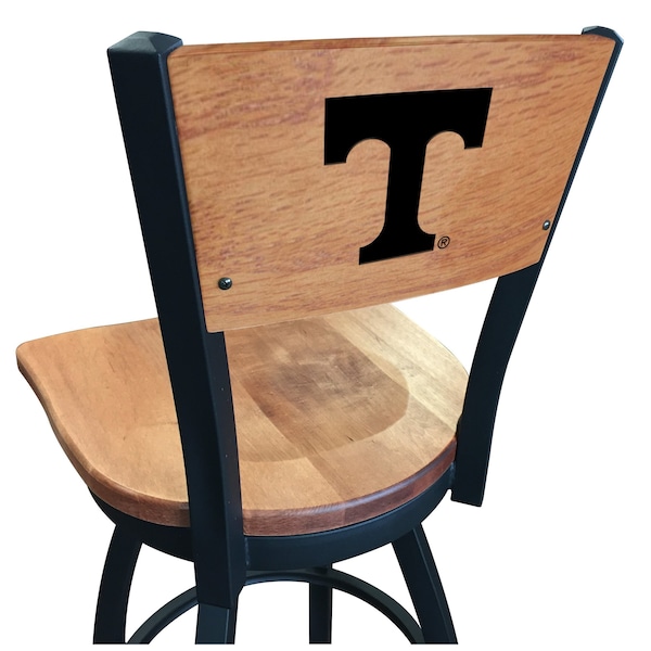 Holland Bar Stool Co 25" Blk Wrinkle Tennessee Swivel Bar Stool, Laser Engraved Back - L03825BWMEDMPLATENNESMEDMPL