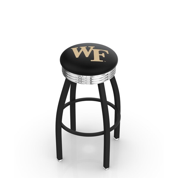 Holland Bar Stool Co 30" Blk Wrinkle Wake Forest Swivel Bar Stool, Chrome Ring - L8B3C30WAKEFR