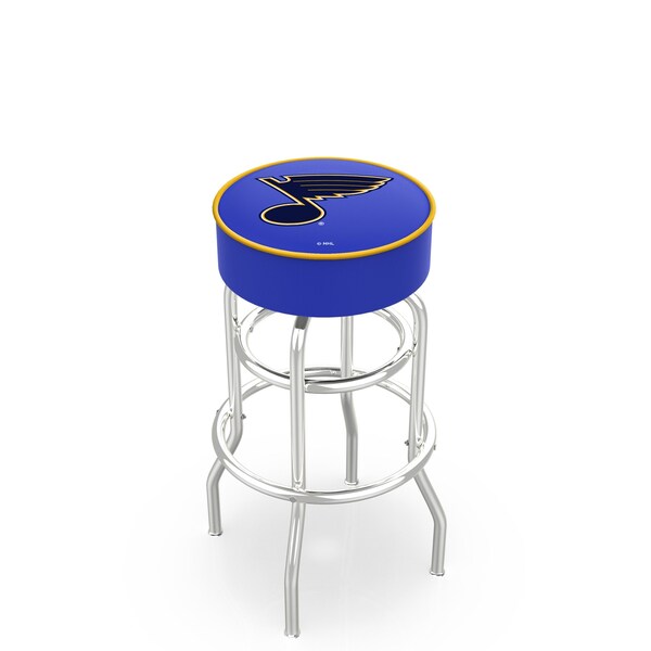 Holland Bar Stool Co 30" St Louis Blues Cushion Seat, 2-Ring Chrome Swivel Bar Stool - L7C130STLBLU