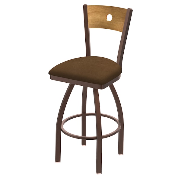 Holland Bar Stool Co 30" Swivel Counter Stool, Black Wrinkle, Med Back, Rein Thatch Seat - 83030BZMEDMPLB026