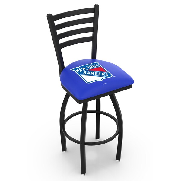 Holland Bar Stool Co 30" Blk Wrinkle New York Rangers Swivel Bar Stool, Ladder Back - L01430NYRANG