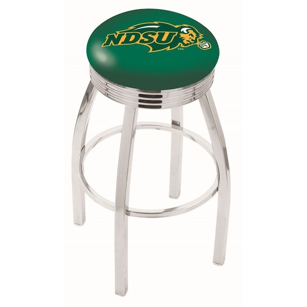 Holland Bar Stool Co 30" Chrome North Dakota State Swivel Bar Stool, Accent Ring - L8C3C30NDAKST-G