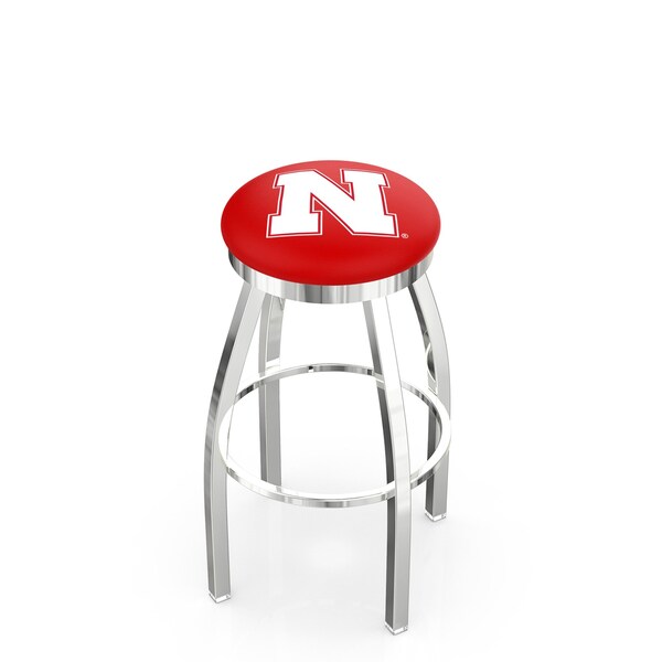 Holland Bar Stool Co 25" Chrome Nebraska Swivel Bar Stool, Accent Ring - L8C2C25NEBRUN