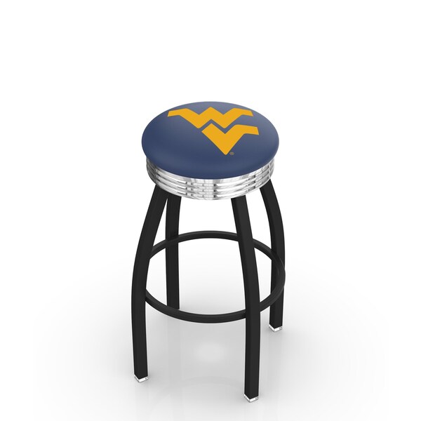 Holland Bar Stool Co 25" Blk Wrinkle West Virginia Swivel Bar Stool, Chrome Ring - L8B3C25WESTVA