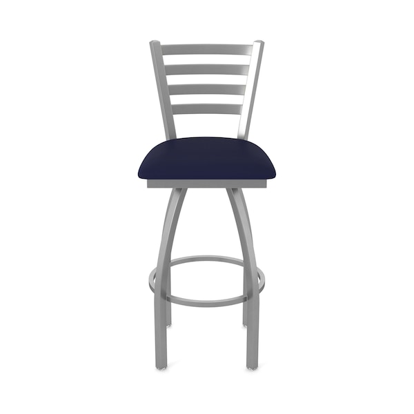 Holland Bar Stool Co OD410 Jackie Stainless Steel 36 Swivel Outdoor Bar Stool with Breeze Sapphire Seat - OD41036SSOD001