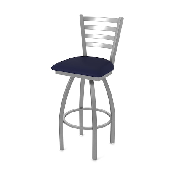 Holland Bar Stool Co OD410 Jackie Stainless Steel 36 Swivel Outdoor Bar Stool with Breeze Sapphire Seat - OD41036SSOD001