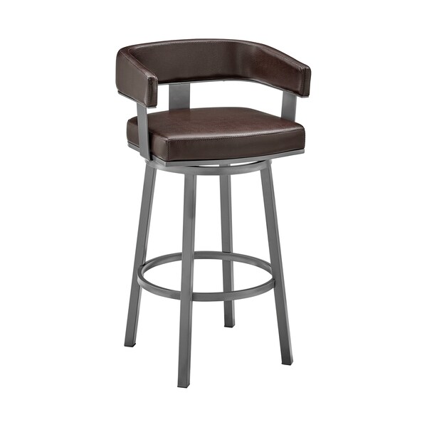 Armen Living Lorin 30" Bar Height Swivel Bar Stool in Java Finish and Chocolate Faux Leather - LCLRBAJVCHO30