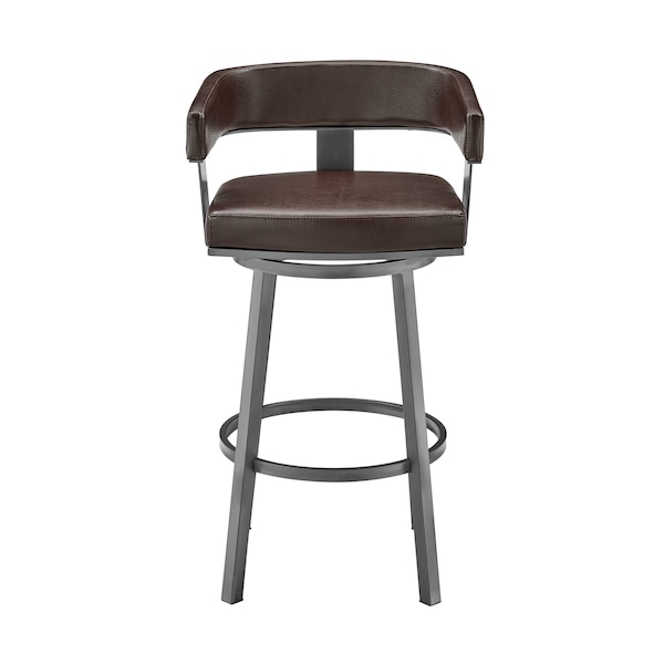 Armen Living Lorin 30" Bar Height Swivel Bar Stool in Java Finish and Chocolate Faux Leather - LCLRBAJVCHO30