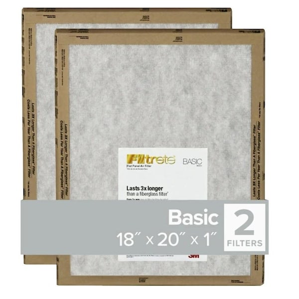 Filtrete Flat Panel Air Filter, 20 in L, 18 in W, 2 MERV, For Air Conditioner, Furnace and HVAC System - FPL45-2PK-24