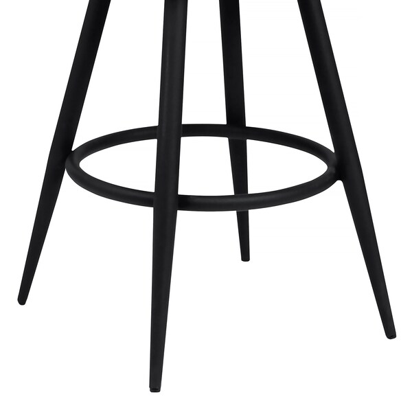 Armen Living Amador 30" Bar Height Barstool in a Black Powder Coated Finish and Vintage Gray Faux Leather - 721535747016