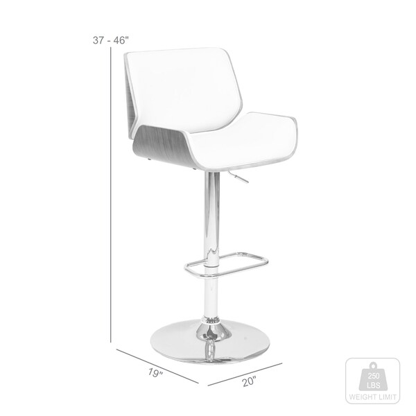 Armen Living London Cream Faux Leather Adjustable Height Swivel Walnut Wood and Chrome Bar Stool - LCLOSWBACRWA