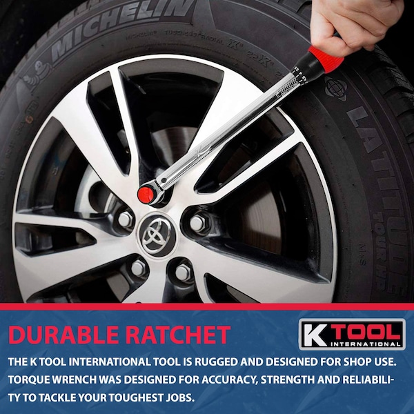 K-Tool International Click-Style Torque Wrench, 10-100 Ft/Lb, 3/8" Drive - KTI72143