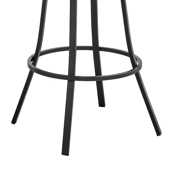 Armen Living Valerie 30" Swivel Slate Gray Faux Leather and Black Metal Bar Stool - LCVLBAMBGR30