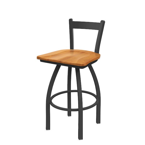 Holland Bar Stool Co 30" Low Back Swivel Bar Stool, Pewter Finish, Med Maple Seat - 82130PWMEDMPL