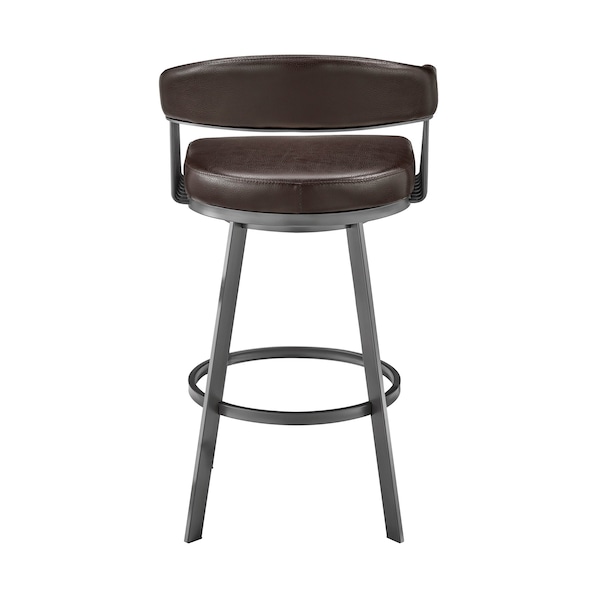 Armen Living Chelsea 29" Swivel Bar Stool with Java Silver Finish and Chocolate Faux Leather - LCCSBAJVCHO30