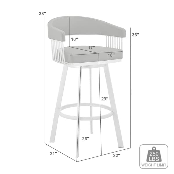 Armen Living Chelsea 29" Swivel Bar Stool with Java Silver Finish and Chocolate Faux Leather - LCCSBAJVCHO30