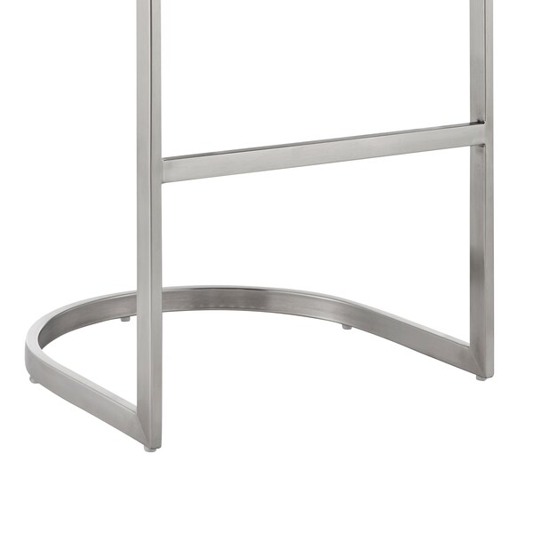 Armen Living Atherik Bar Stool in Brushed Stainless Steel with Black Faux Leather - 840254335813
