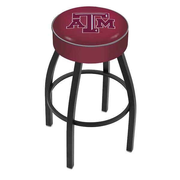 Holland Bar Stool Co 30" 4" Texas A&M Cushion Seat, Blk Wrinkle Base Swivel Bar Stool - L8B130TEXA-M
