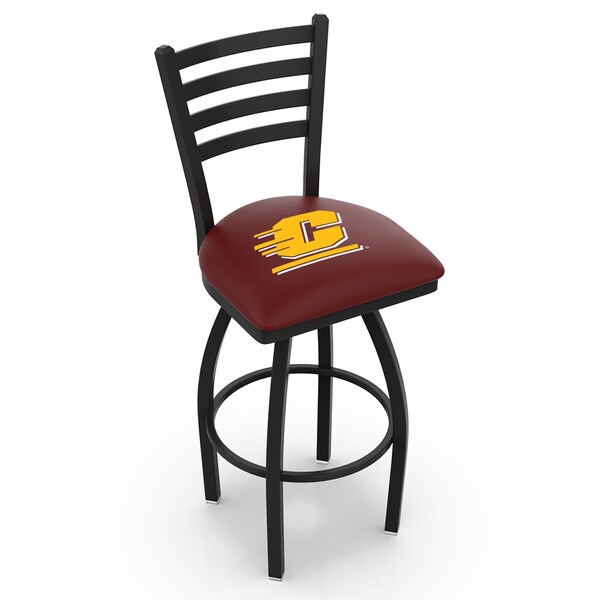 Holland Bar Stool Co 25" Blk Wrinkle Central Michigan Swivel Bar Stool, Ladder Back - L01425CENMIC