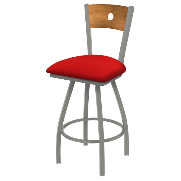 Holland Bar Stool Co 30" Swivel Counter Stool, SS Finish, Med Back, Canter Red Seat - 83036ANMEDMPLB011