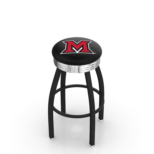 Holland Bar Stool Co 25" Blk Wrinkle Miami (OH) Swivel Bar Stool, Chrome Ring - L8B3C25MIA-OH
