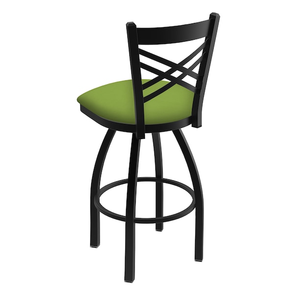 Holland Bar Stool Co 30" Swivel Bar Stool, Black Wrinkle, Canter Kiwi Green Seat - 82030BW009