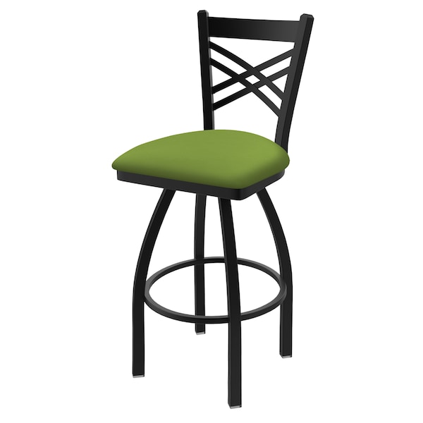 Holland Bar Stool Co 30" Swivel Bar Stool, Black Wrinkle, Canter Kiwi Green Seat - 82030BW009