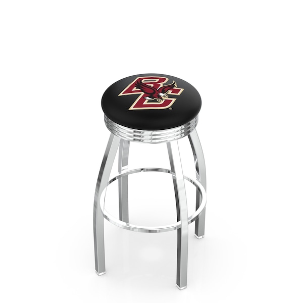 Holland Bar Stool Co 25" Chrome Boston College Swivel Bar Stool, Accent Ring - L8C3C25BOSTNC