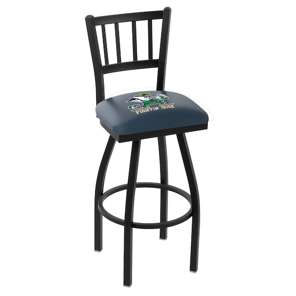 Holland Bar Stool Co 30" Blk Wrinkle Notre Dame Leprechaun Swivel Bar Stool, Jailhouse Back - L01830ND-LEP
