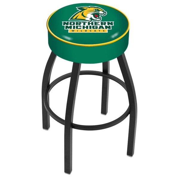 Holland Bar Stool Co 30" Northern Michigan Cushion Seat, Blk Wrinkle Base Swivel Bar Stool - L8B130NORMIC